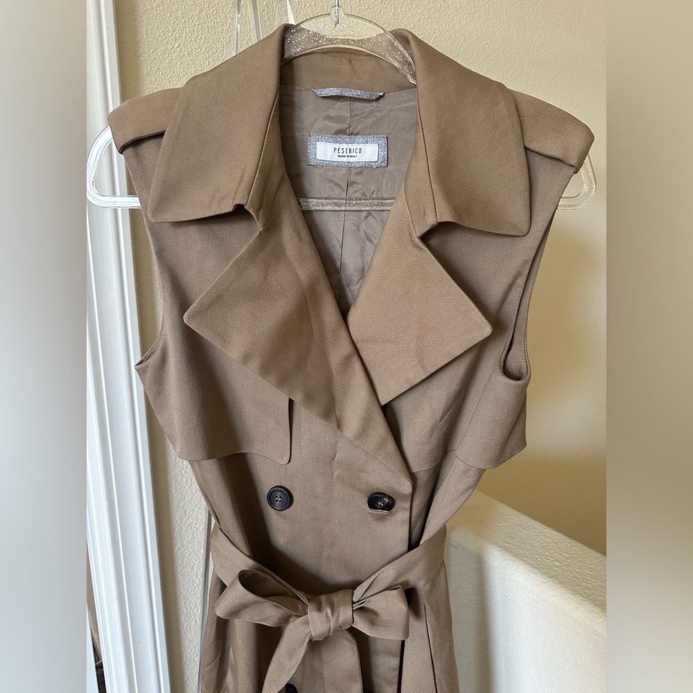 Peserico Taupe Double Breasted Peacoat - Picture 4 of 9